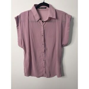 Love Culture Dusty-Mauve Button-up Blouse Small